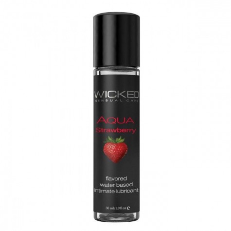 Лубрикант с ароматом клубники WICKED AQUA Strawberry - 30 мл.